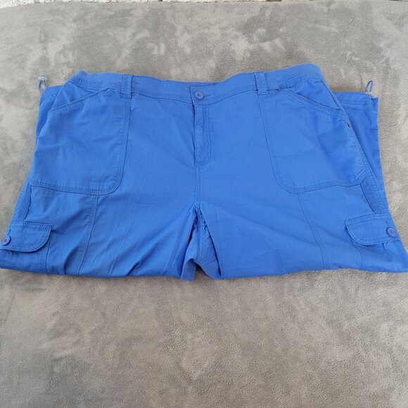 Style Co Womens Pants 20W Plus Capri Cargo Blue Zip Fly Tied Hems BLU192E - Picture 4 of 9